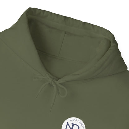 NR Minimal Monogram Hoodie — Olive Green NR Logo Casual Pullover