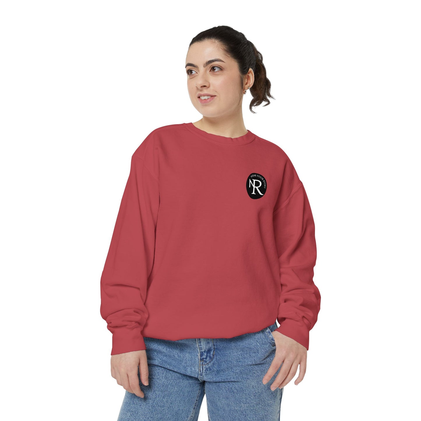 NR Monogram Crewneck Sweatshirt — Minimal Logo White Sweatshirt