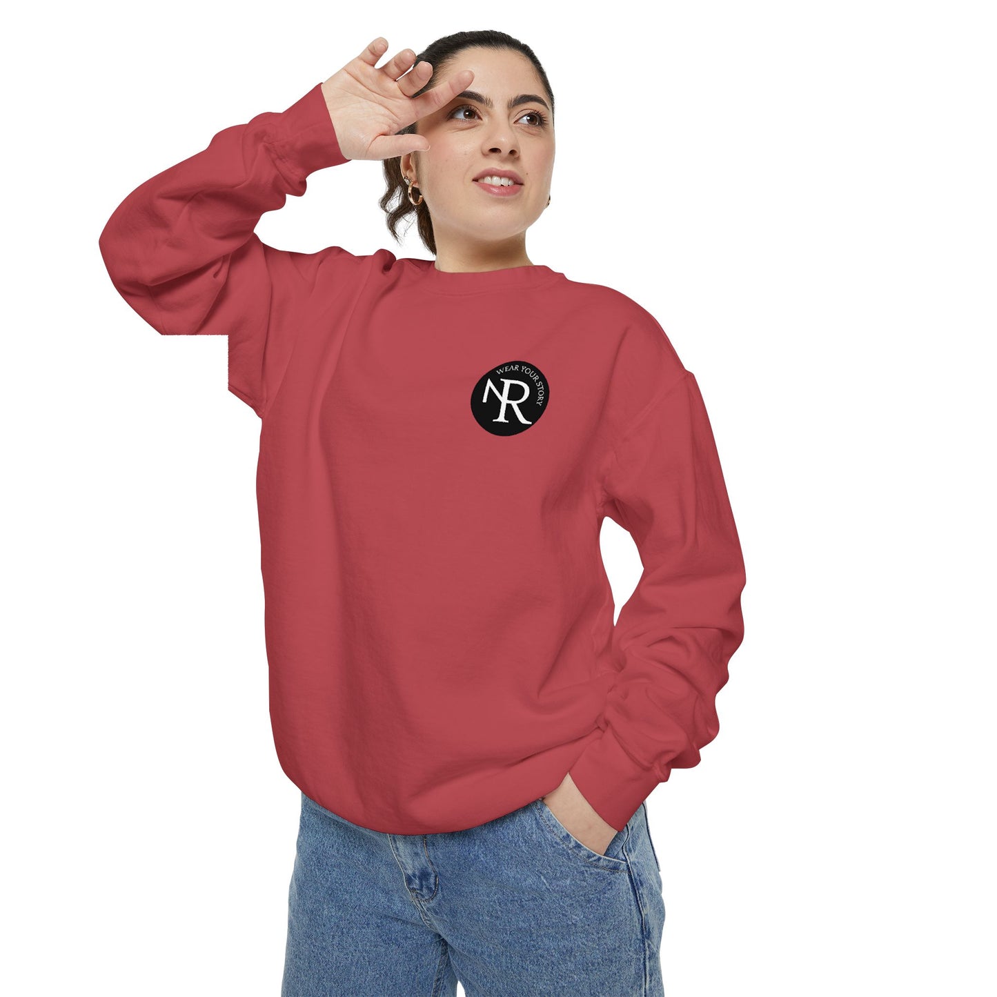 NR Monogram Crewneck Sweatshirt — Minimal Logo White Sweatshirt